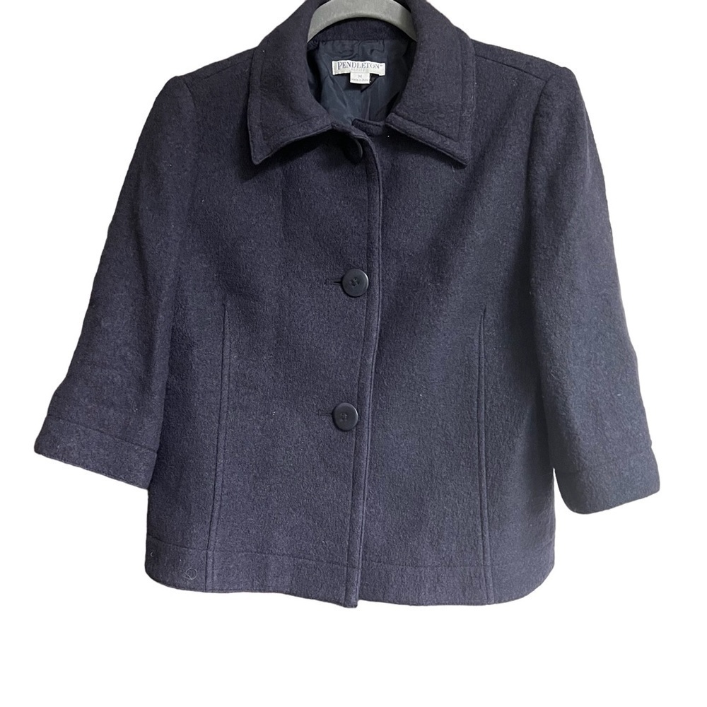 Pendleton Wool Navy/Black Swing Cropped Jacket Si… - image 1